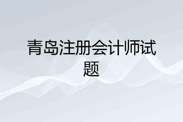 青岛注册会计师试题