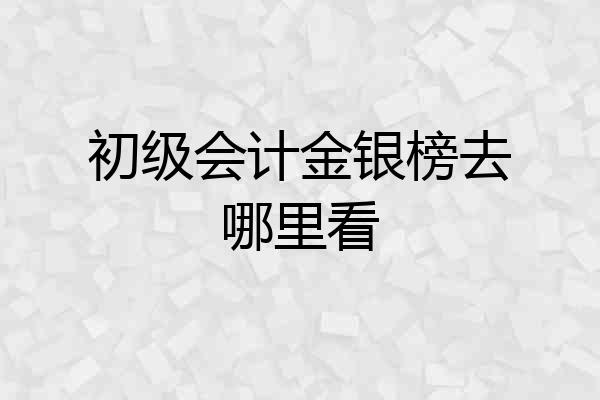 初级会计金银榜去哪里看