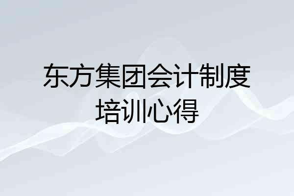 东方集团会计制度培训心得