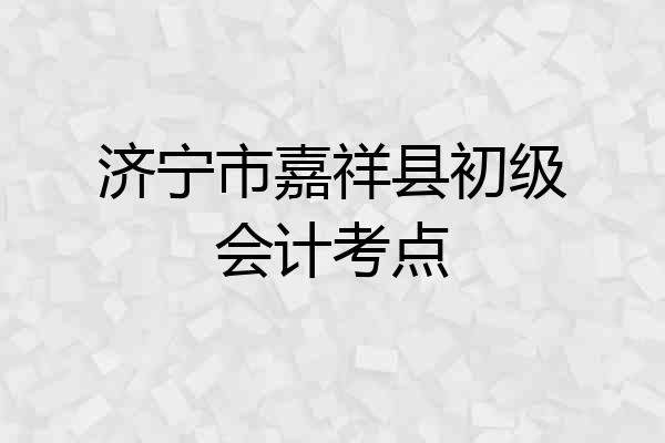 济宁市嘉祥县初级会计考点
