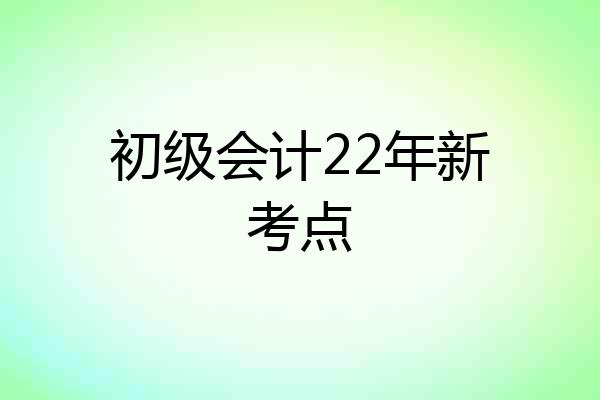初级会计22年新考点