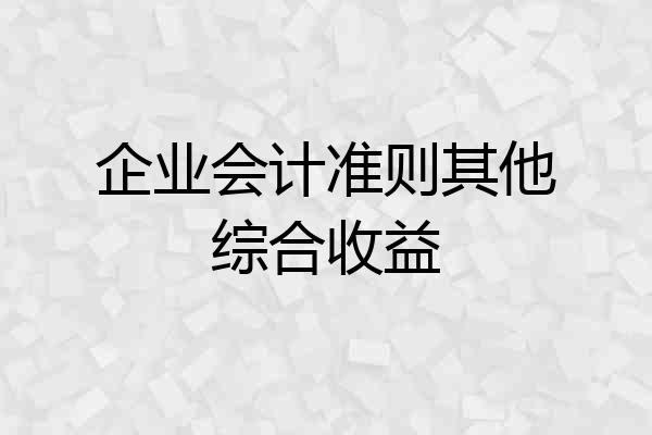 企业会计准则其他综合收益
