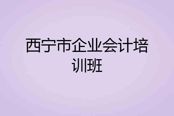 西宁市企业会计培训班