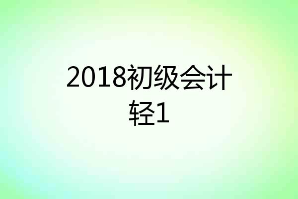 2018初级会计轻1