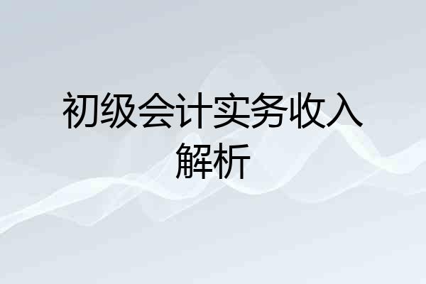 初级会计实务收入解析