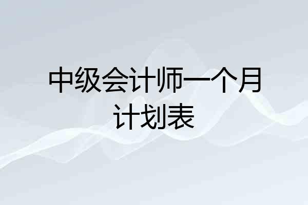 中级会计师一个月计划表