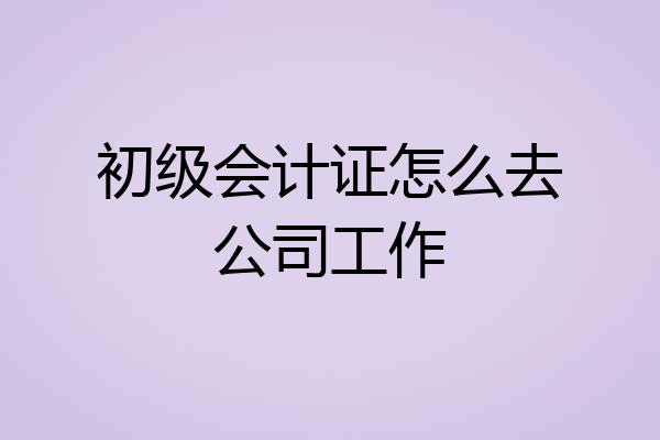 初级会计证怎么去公司工作