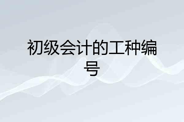 初级会计的工种编号