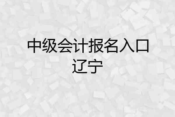 中级会计报名入口辽宁