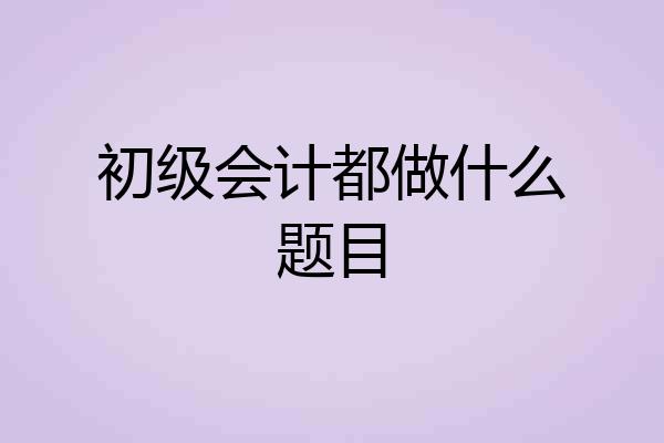 初级会计都做什么题目