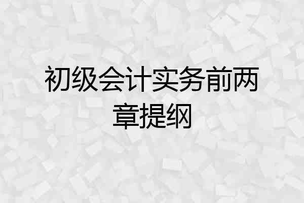 初级会计实务前两章提纲