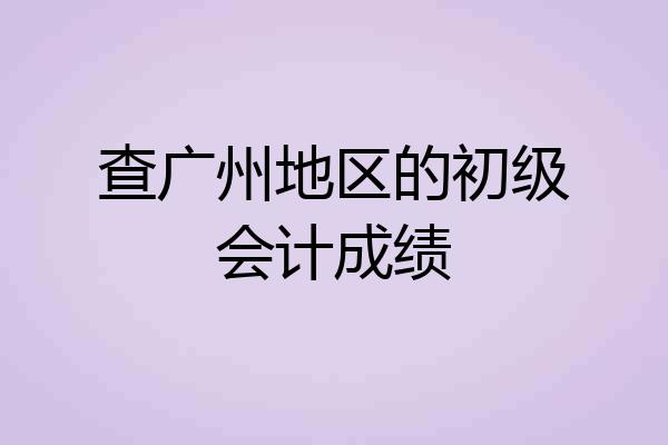 查广州地区的初级会计成绩