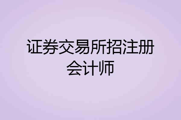 证券交易所招注册会计师