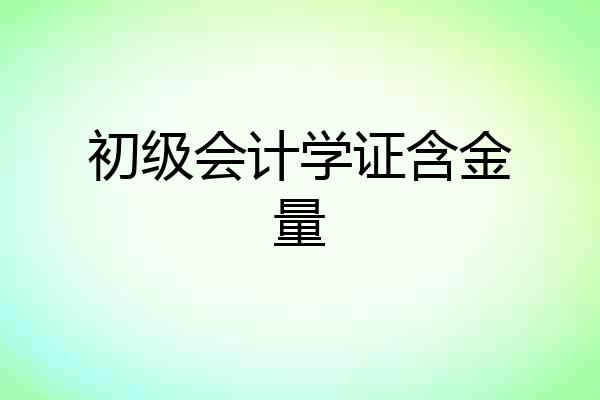 初级会计学证含金量