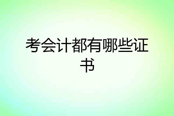 考会计都有哪些证书
