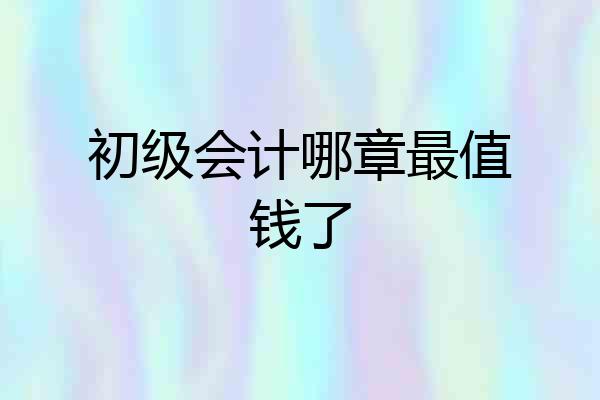 初级会计哪章最值钱了