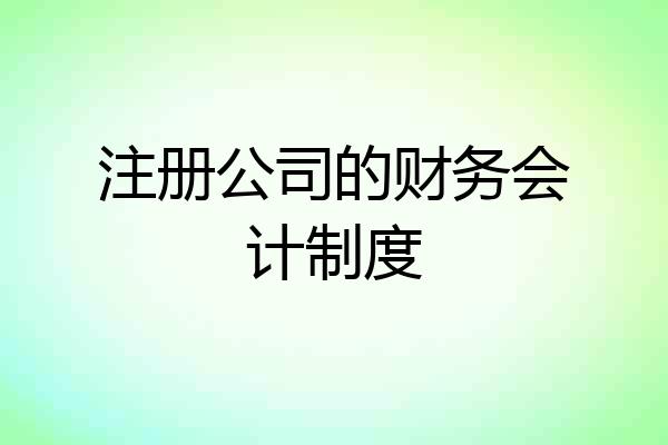 注册公司的财务会计制度