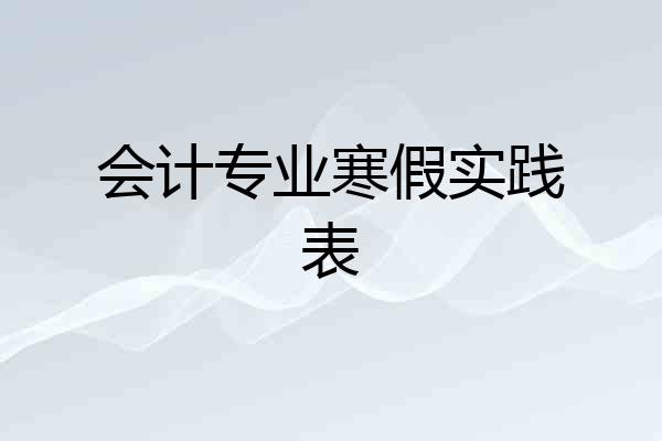 会计专业寒假实践表
