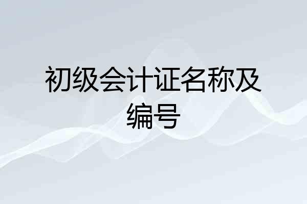 初级会计证名称及编号