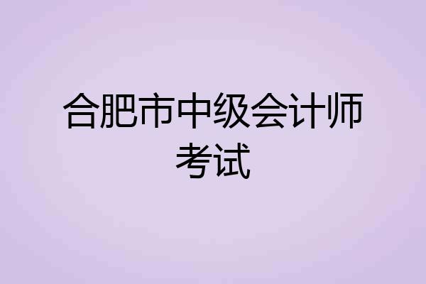 合肥市中级会计师考试