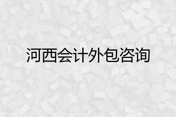 河西会计外包咨询