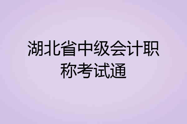 湖北省中级会计职称考试通