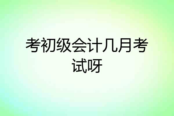 考初级会计几月考试呀