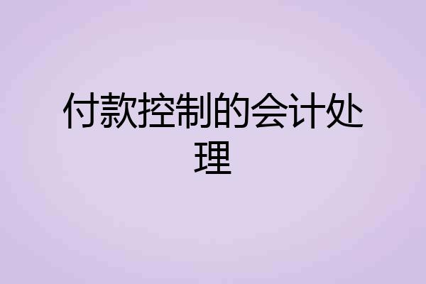 付款控制的会计处理