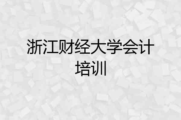 浙江财经大学会计培训