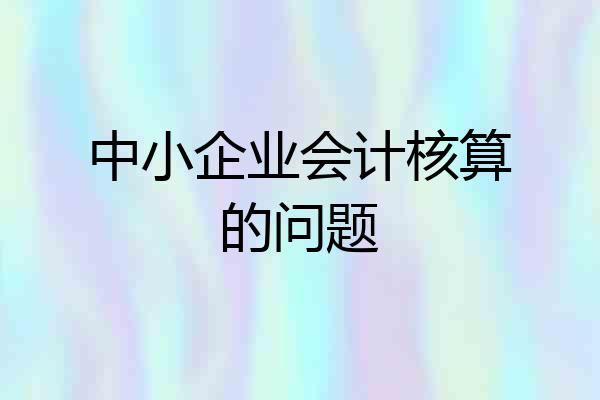 中小企业会计核算的问题