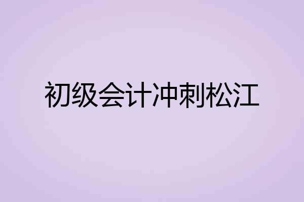 初级会计冲刺松江