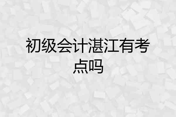 初级会计湛江有考点吗