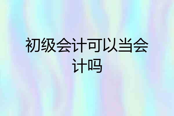 初级会计可以当会计吗