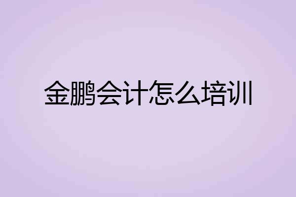 金鹏会计怎么培训