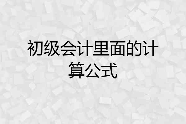 初级会计里面的计算公式