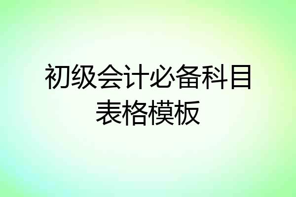 初级会计必备科目表格模板