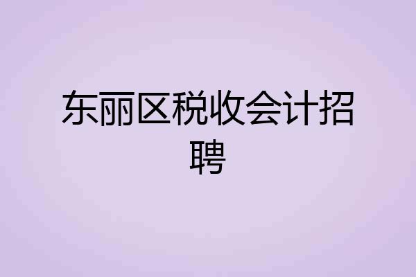 东丽区税收会计招聘