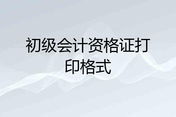 初级会计资格证打印格式