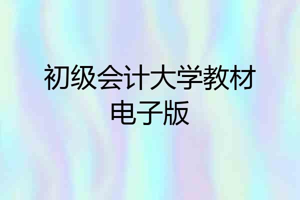 初级会计大学教材电子版