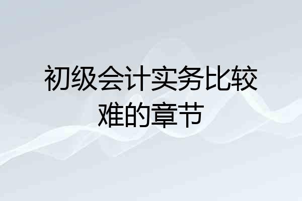 初级会计实务比较难的章节
