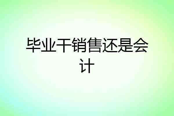 毕业干销售还是会计