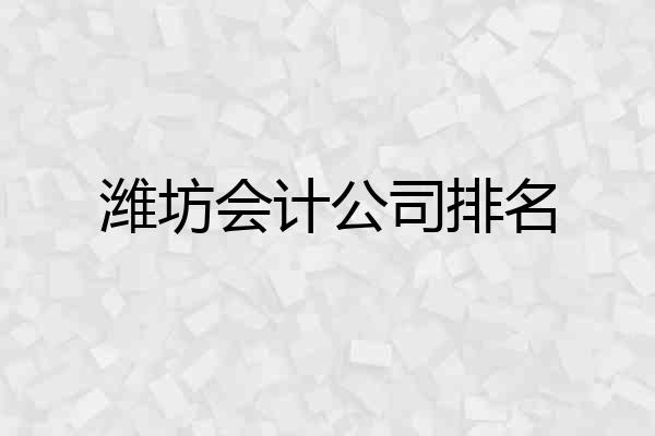 潍坊会计公司排名