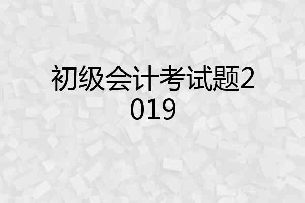 初级会计考试题2019