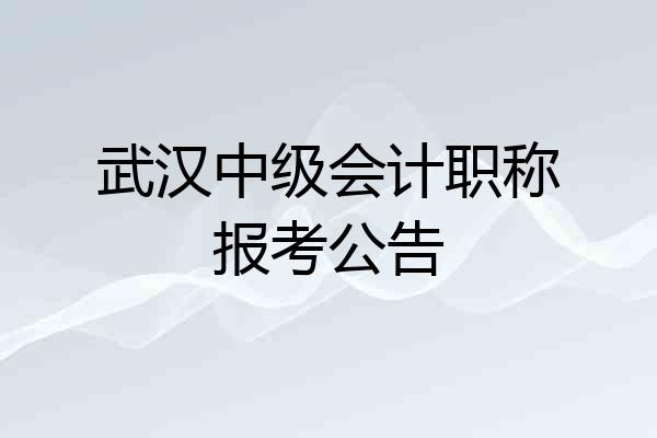 武汉中级会计职称报考公告