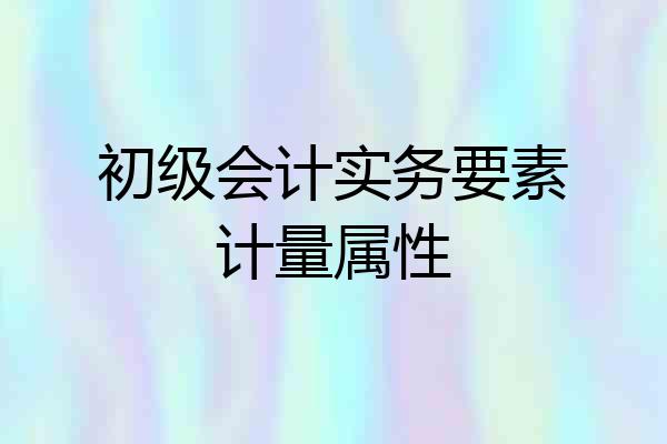 初级会计实务要素计量属性