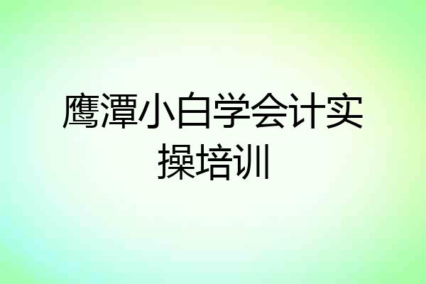 鹰潭小白学会计实操培训