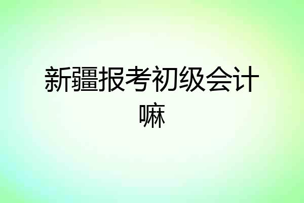 新疆报考初级会计嘛