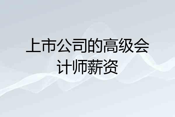 上市公司的高级会计师薪资