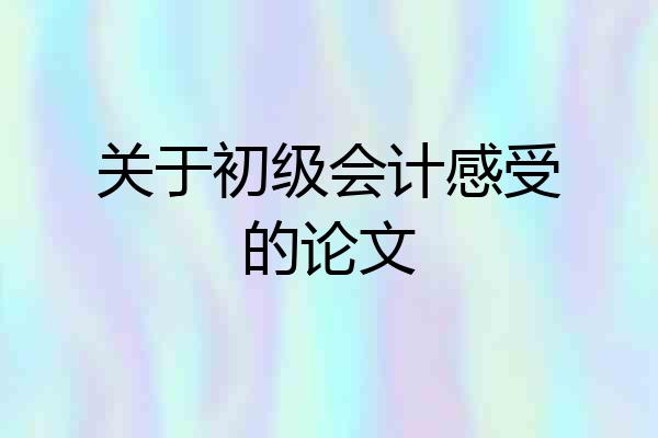 关于初级会计感受的论文