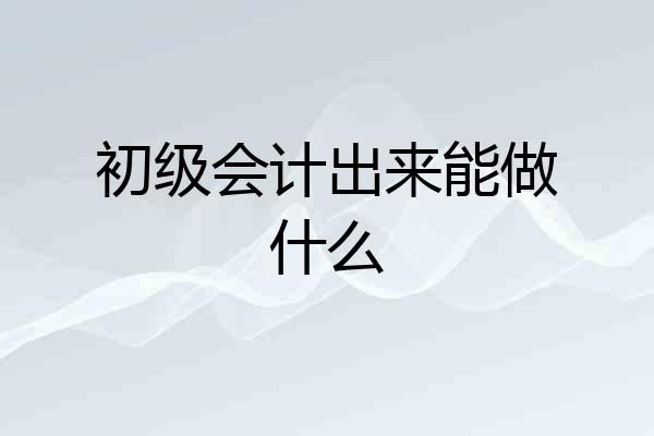 初级会计出来能做什么